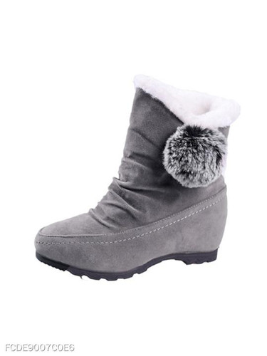 Plain Velvet Round Toe Casual Date Short Flat Boots