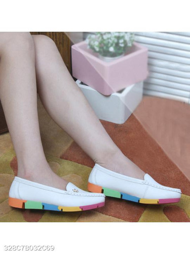 Plain Low Heeled Faux Leather Point Toe Casual Flat & Loafers