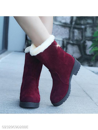 Plain Flat Velvet Round Toe Casual Outdoor Short Flat Boots
