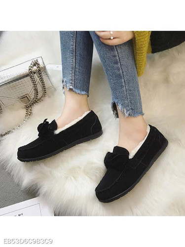 Plain Flat Velvet Round Toe Casual Outdoor Comfort Flats