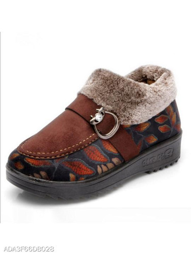Plain Flat Velvet Round Toe Casual Date Ankle Ankle Boots