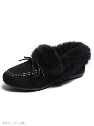 Plain Flat Velvet Round Toe Casual Date Ankle Flat Boots