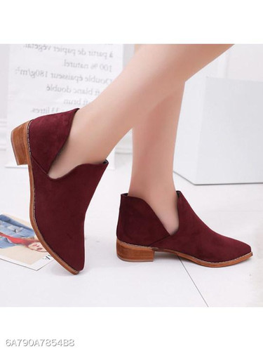 Plain Flat Velvet Point Toe Date Outdoor Ankle Ankle Boots