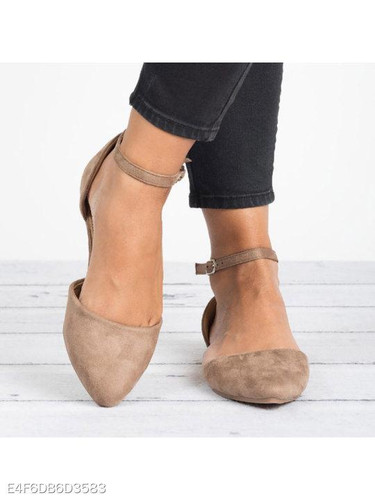 Plain Flat Velvet Ankle Strap Point Toe Date Comfort Flats