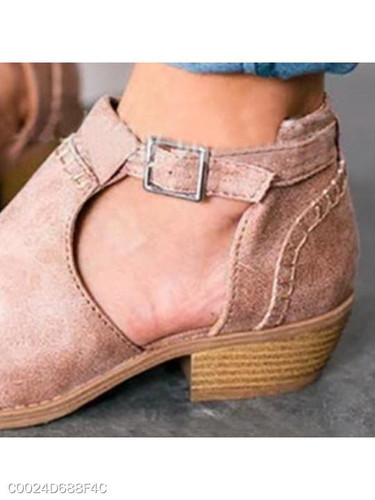 Plain Chunky Low Heeled Velvet Round Toe Casual Outdoor Ankle Ankle Boots
