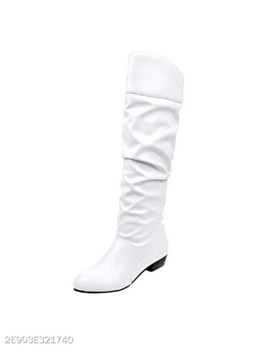 Plain Chunky Low Heeled Round Toe Casual Outdoor Mid Calf Flat Boots