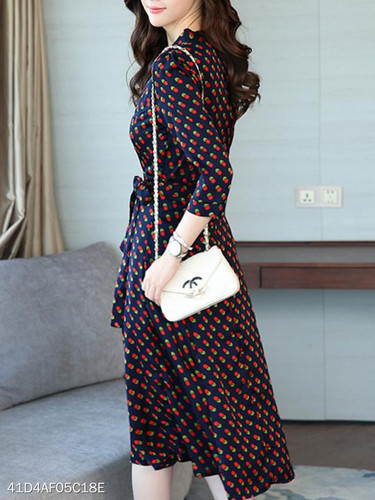 V Neck Polka Dot Maxi Dress