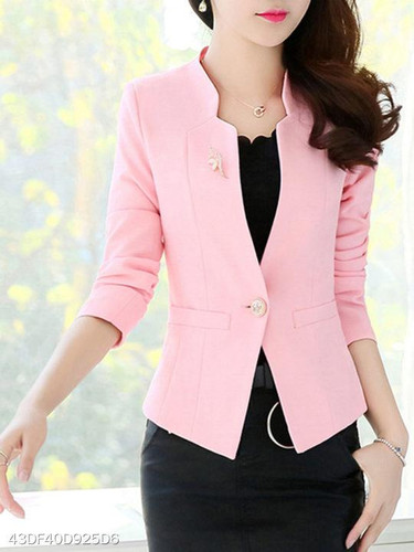 V Neck Single Button Plain Blazers
