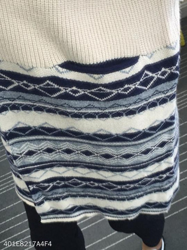 V Neck Patchwork Geometric Batwing Sleeve Knit Cardigans