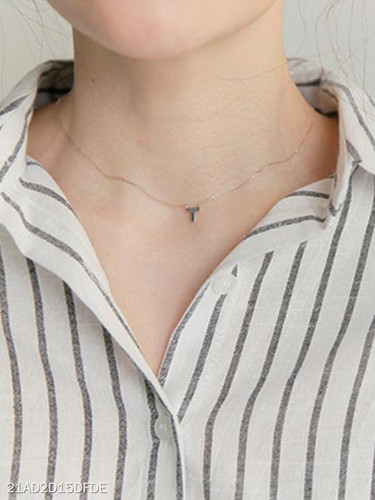 Turn Down Collar Patchwork Stripes Blouses