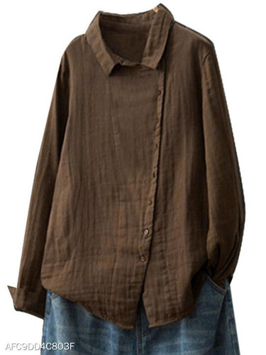 Turn Down Collar Single Breasted Vented Plain Blouses