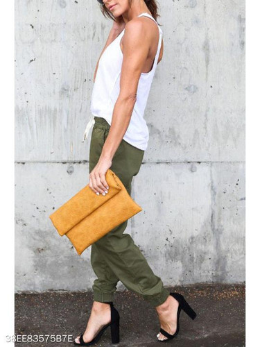 Slim Leg Belt Plain Pants