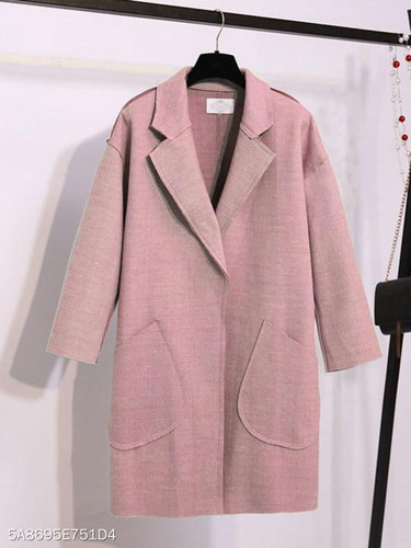 Notch Lapel Patch Pocket Zigzag Striped Coat