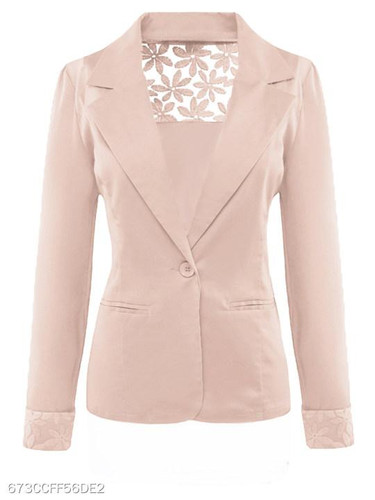 Notch Lapel Patchwork Plain Blazer