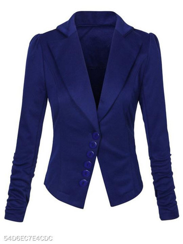 Notch Lapel Asymmetric Hem Single Breasted Plain Blazer