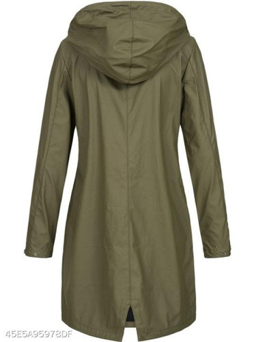 Hooded Zipper Plain Trench Coat