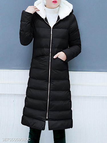 Hooded Slit Pocket Plain Coat