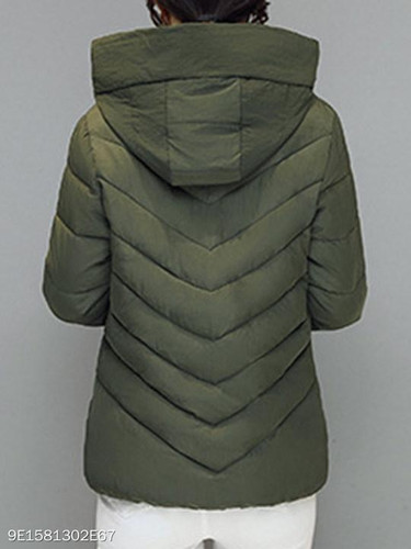 Hooded Plain Elegant Zipper Coats