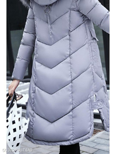 Hooded Patch Pocket Side Slit Zipper Plain Coats