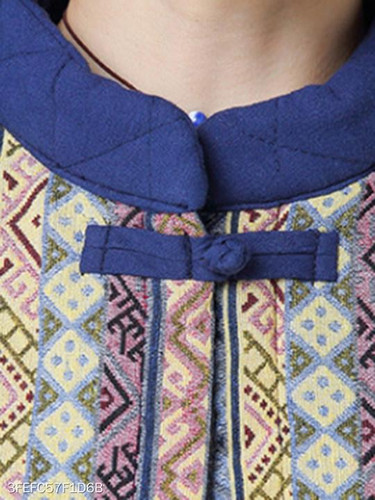 Band Collar Single Breasted Patchwork Coat