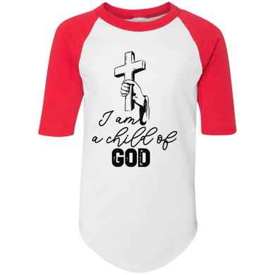 I am a child of God 4421 Youth Colorblock Raglan Jersey
