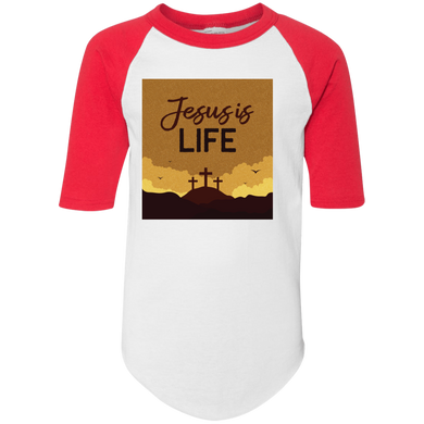 Jesus is life 4421 Youth Colorblock Raglan Jersey