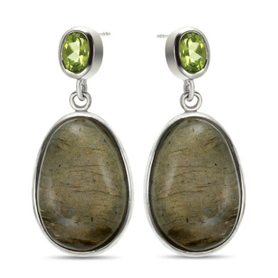 Sterling Silver Labradorite & Peridot Drop Earrings Sterling Silver Labradorite & Peridot Drop Earrings