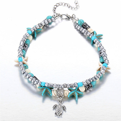 17KM Bohemian Wave Anklets For Women Vintage Multi Layer Bead Anklet Leg Bracelet Sandals Boho DIY Summer Charm Jewelry