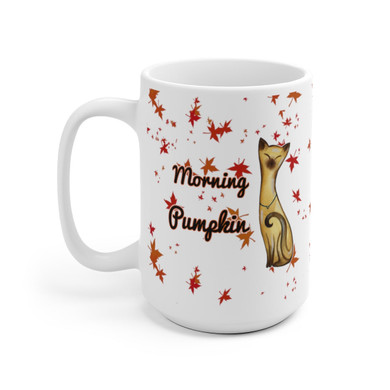 Siamese Cat, Fall White Ceramic Mug, 11oz, 15oz