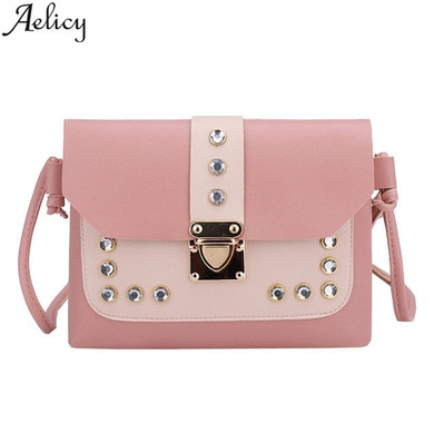 Hit Color Rhinestone Crossbody Bag Ladies