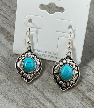 Silver and Turquoise Tear Drop Earrings