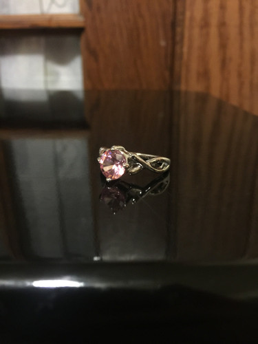 Solitaire Crystal Ring - Pink Topaz