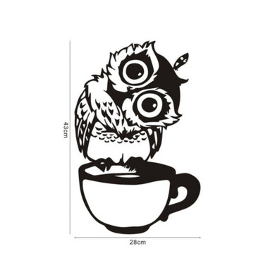 Owl In The Cup Coffee Wall Sticker