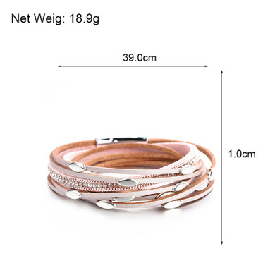 Multilayered Leather Wrist Wrap Bracelet