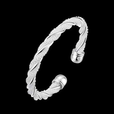 Twisted Wire Mesh Silver Plated Bracelet