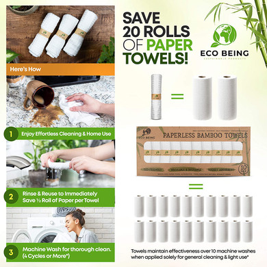 Eco Friendly, Sturdy, Reusable, Super Absorbent, Organic Bamboo Paper Towel Eco Friendly, Sturdy, Reusable, Super Absorbent, Organic Bamboo Paper Towel