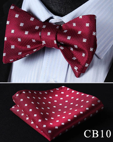 100% Silk Woven Bow Tie / Square Handkerchief Set