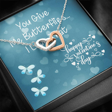 You Give Me Butterflies | Two Heart Necklace
