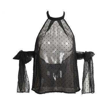 Halter Off Shoulder Transparent  Blouse