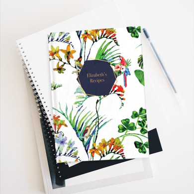 Tropical Print Personalized Recipe Journal - Ruled Line