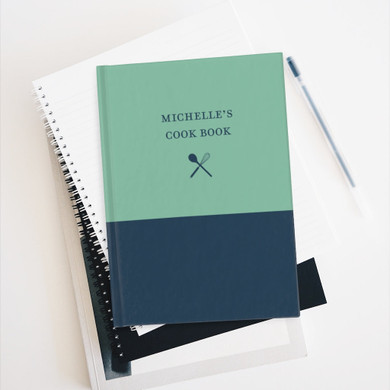 Green and Navy Personalized Cooking Journal - Ruled Line