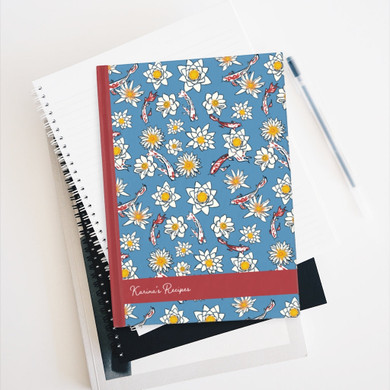 Koi Fish and Flower Personalized Recipe Journal - Ruled Line