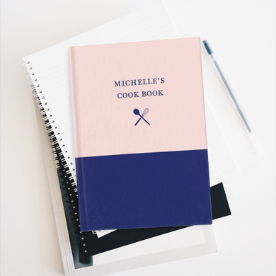 Pink and Navy Personalized Cooking Journal - Ruled Line