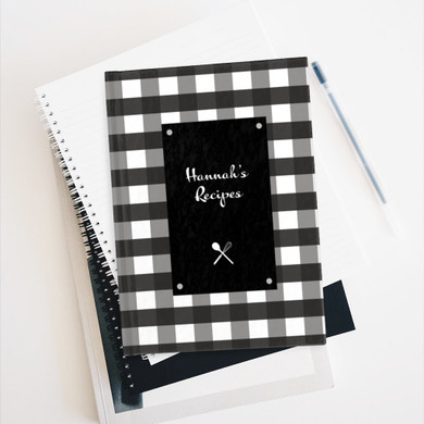 Black Gingahm Pattern Personalized Journal - Ruled Line