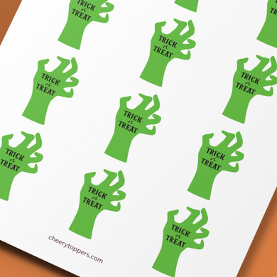 "Trick Or Treat" Zombie Hand Halloween Cupcake Toppers - DIGITAL FILE