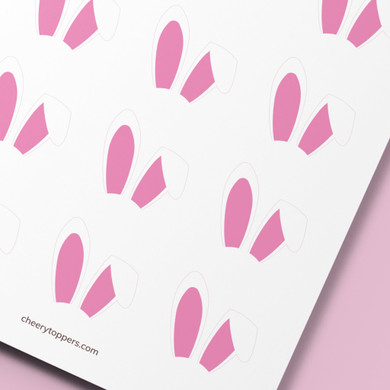 Spring Garden White Bunny Ears Cupcake Toppers - DIGITAL FILE