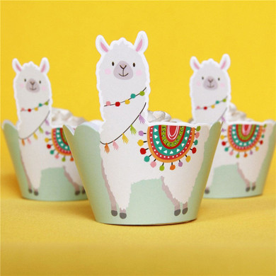 Llama Party Colorful Cupcake Wrappers (Set of 12)