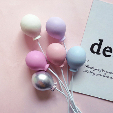 Pastel and Silver Balloons Cake Topper