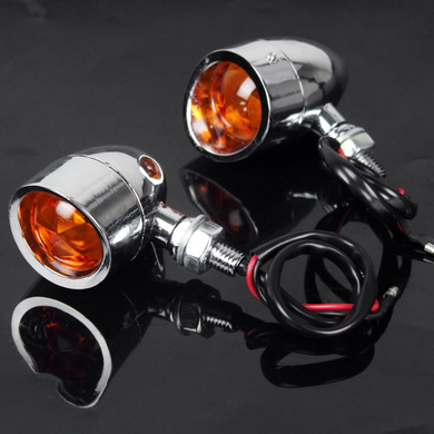 Bullet Heavy Duty Motorcycle Retro Turn Signals Light Flashers Blinkers Indicators  For Harley Cruiser Cafe Racer Chopper Bobber