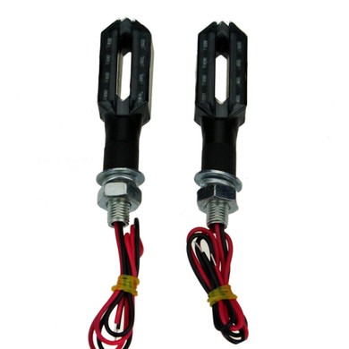 Pair 12V Hollow out Dual Side Universal Motorcycle Bike LED Turn Signal Indicator Light Blinker